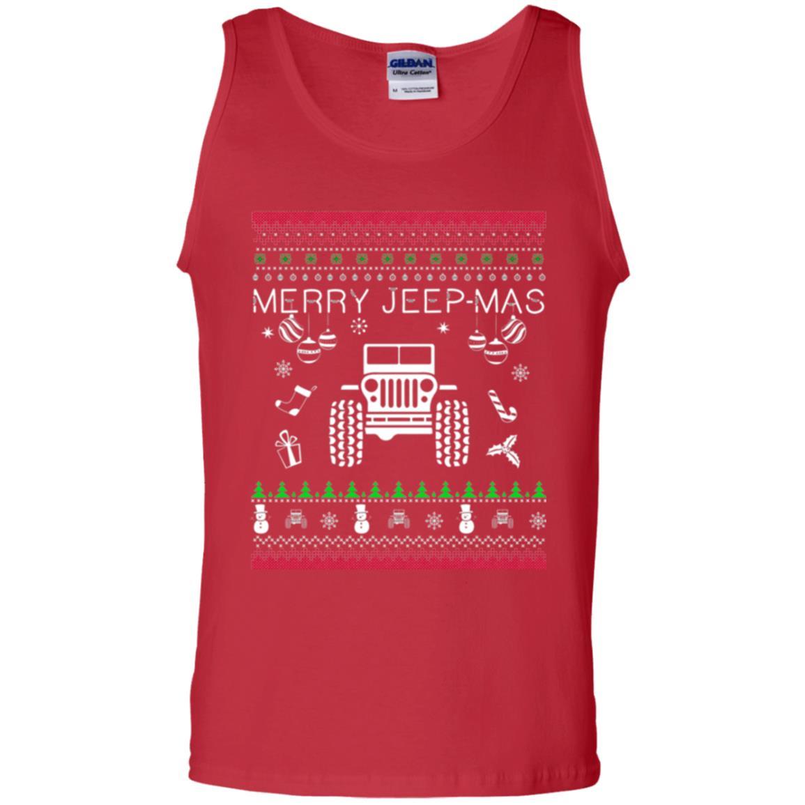 Christmas T-shirt Mery Jeep-mas Jeep Ugly Red