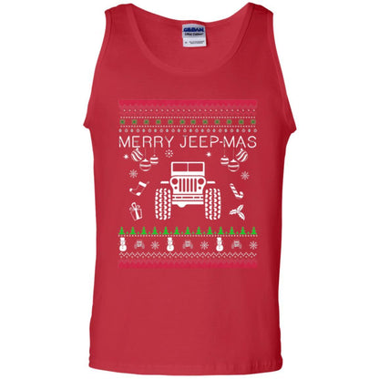 Christmas T-shirt Mery Jeep-mas Jeep Ugly Red