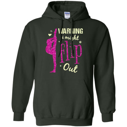 Gymnast T-shirt Warning I Might Flip Out Forest Green