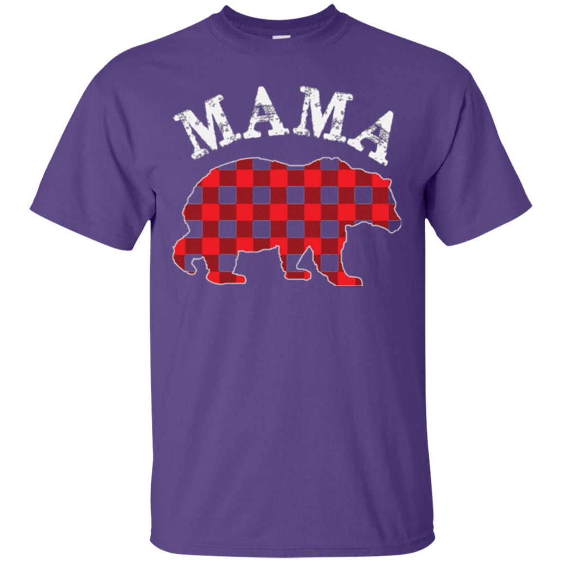 Mama T-shirt Red Plaid Mama Bear Purple