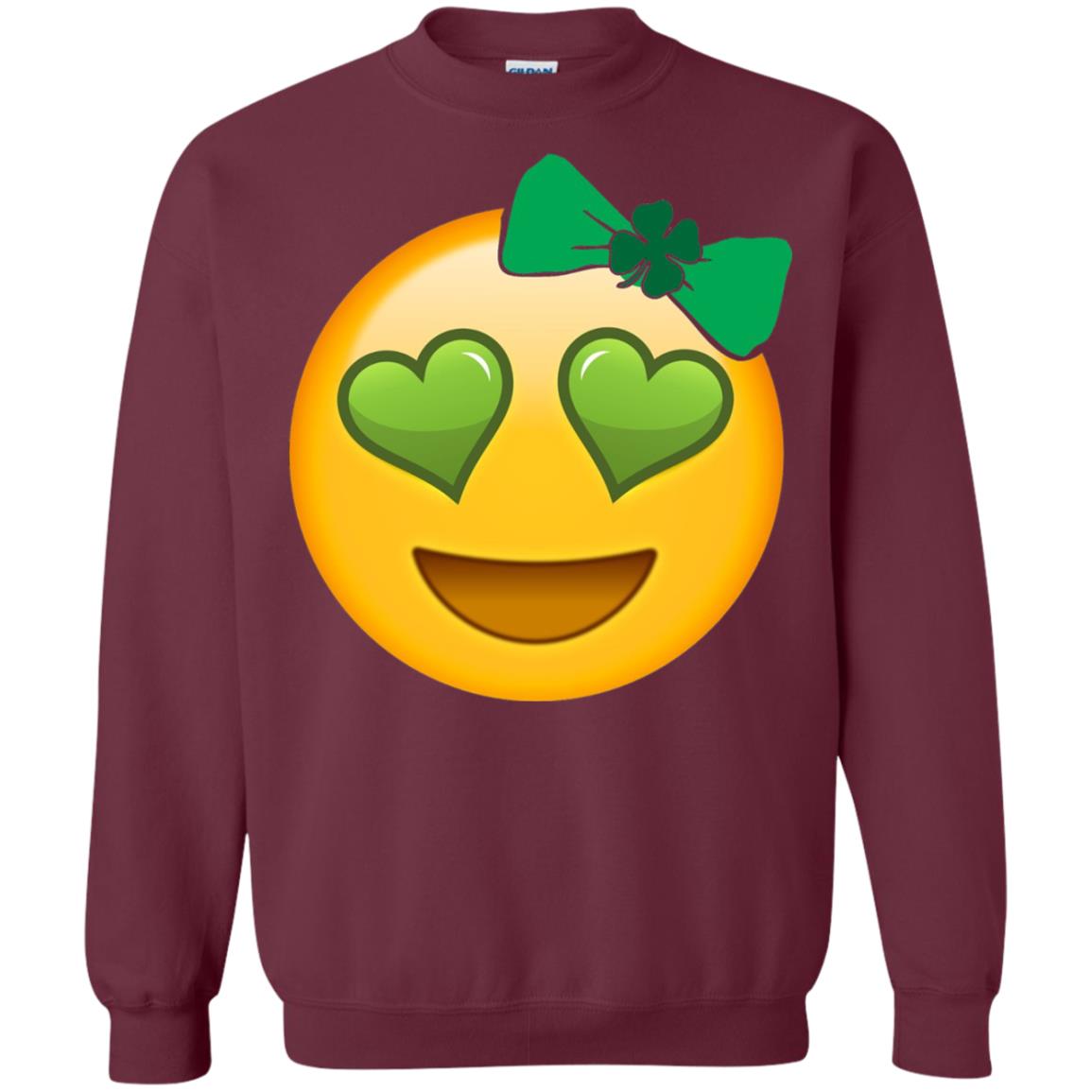 Emoji Green Heart Eyes Bow Saint Patricks Day Shirt For Girls Maroon