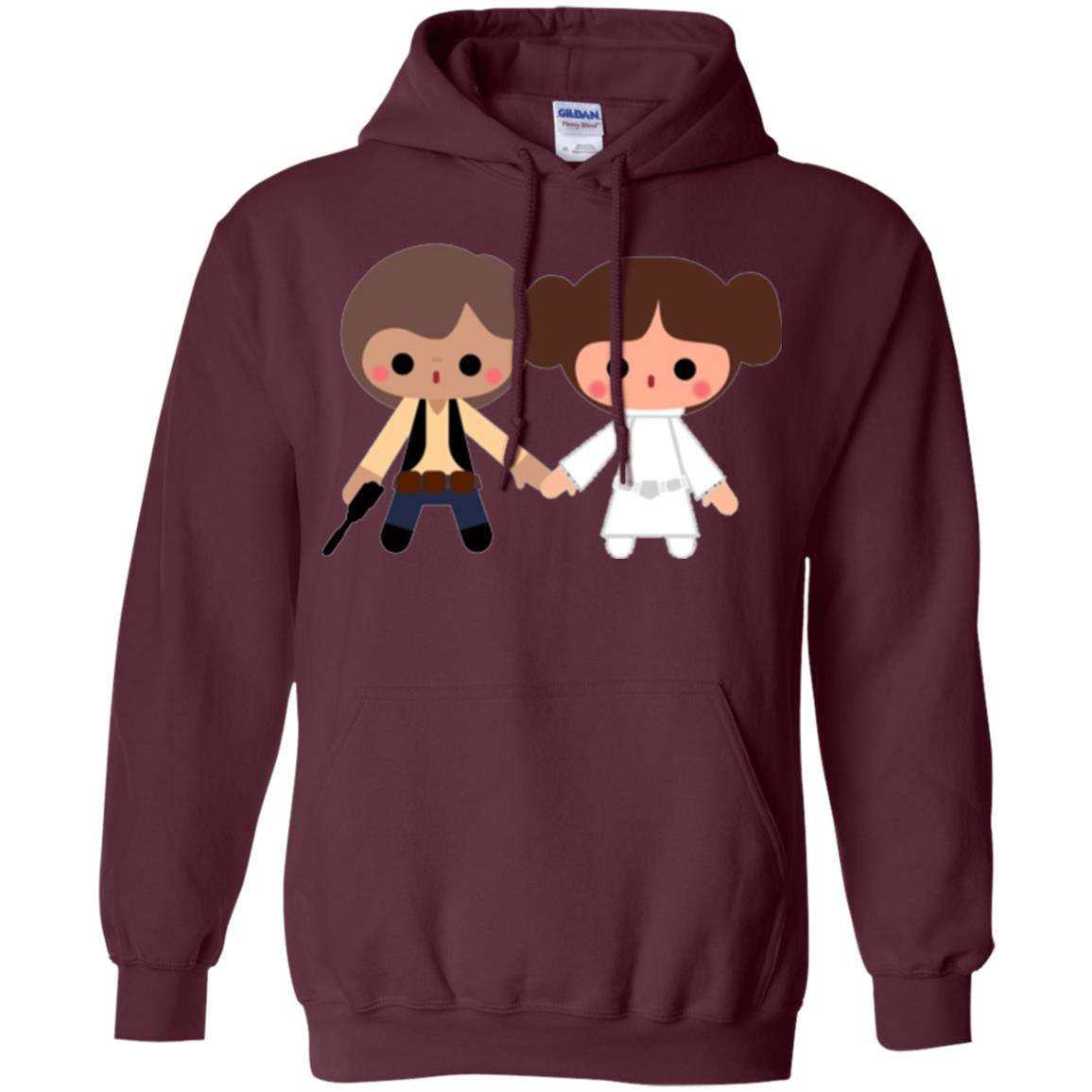 Cartoon T-shirt Han Solo Princess Leia Maroon