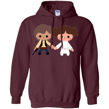 Cartoon T-shirt Han Solo Princess Leia Maroon