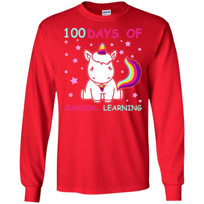Unicorn Lover T-shirt 100 Days Of Mgical Learning Red