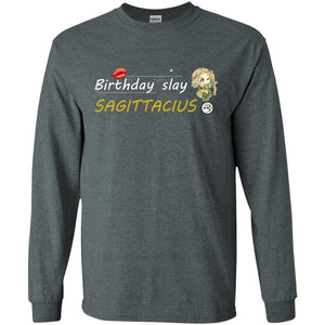 Cute Sagittarius Girl Birthday Lip Slay T-shirtG240 Gildan LS Ultra Cotton T-Shirt