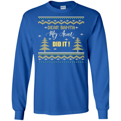 Christmas T-shirt Dear Santa My Aunt Did It Royal