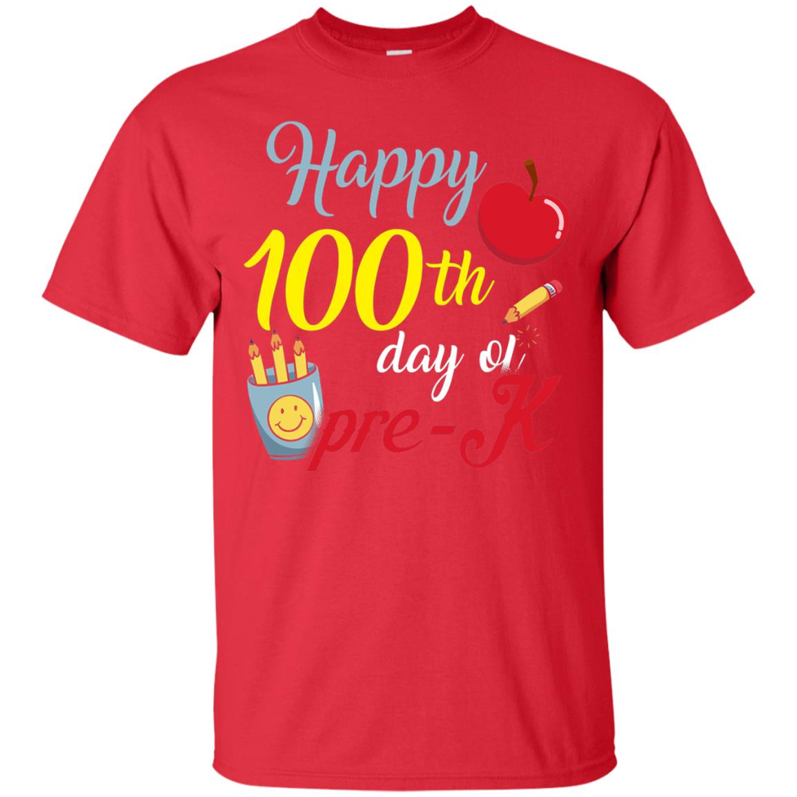Kindergarter T-shirt Happy 100th Day Of Pre-k Red