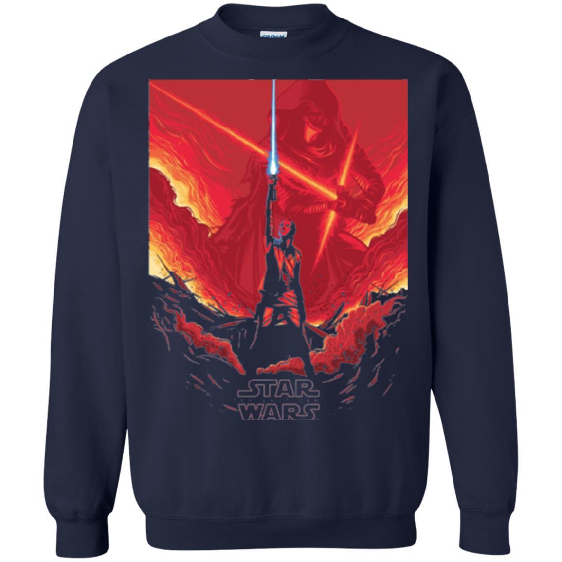 Film T-shirt Star Wars Last Jedi Rey Saber Reach Red Poster Navy