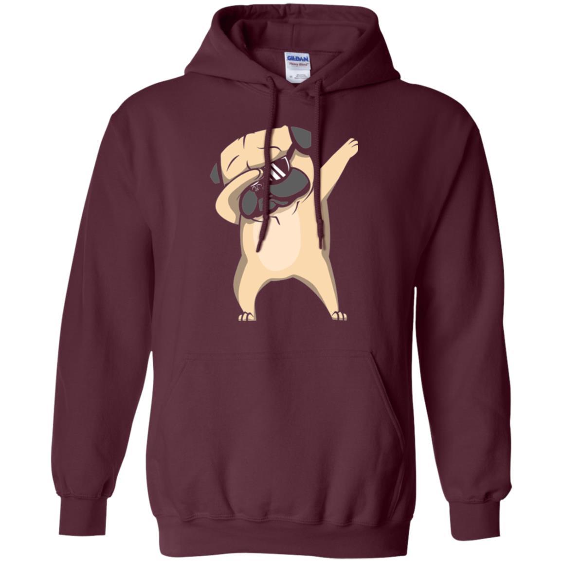 Dog Lover T-shirt Dabbing Pug T-shirt Maroon