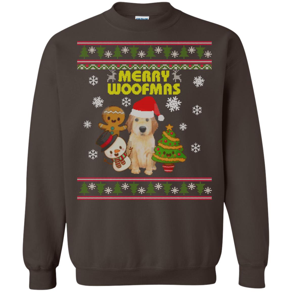 Merry Woofmas Dogs Lovers X-mas 2018 Gift Shirt Dark Chocolate
