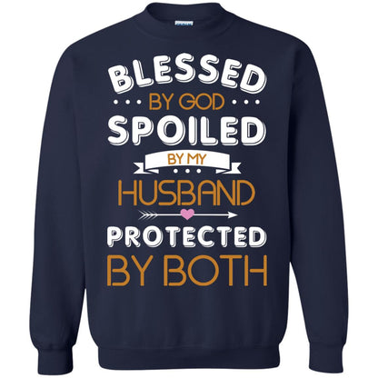 Blessed By God Spoiled By My Husband Protected By Both Shirt Navy