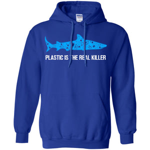 Plastic Is The Real Killer Save Ocean Shark ShirtG185 Gildan Pullover Hoodie 8 oz.