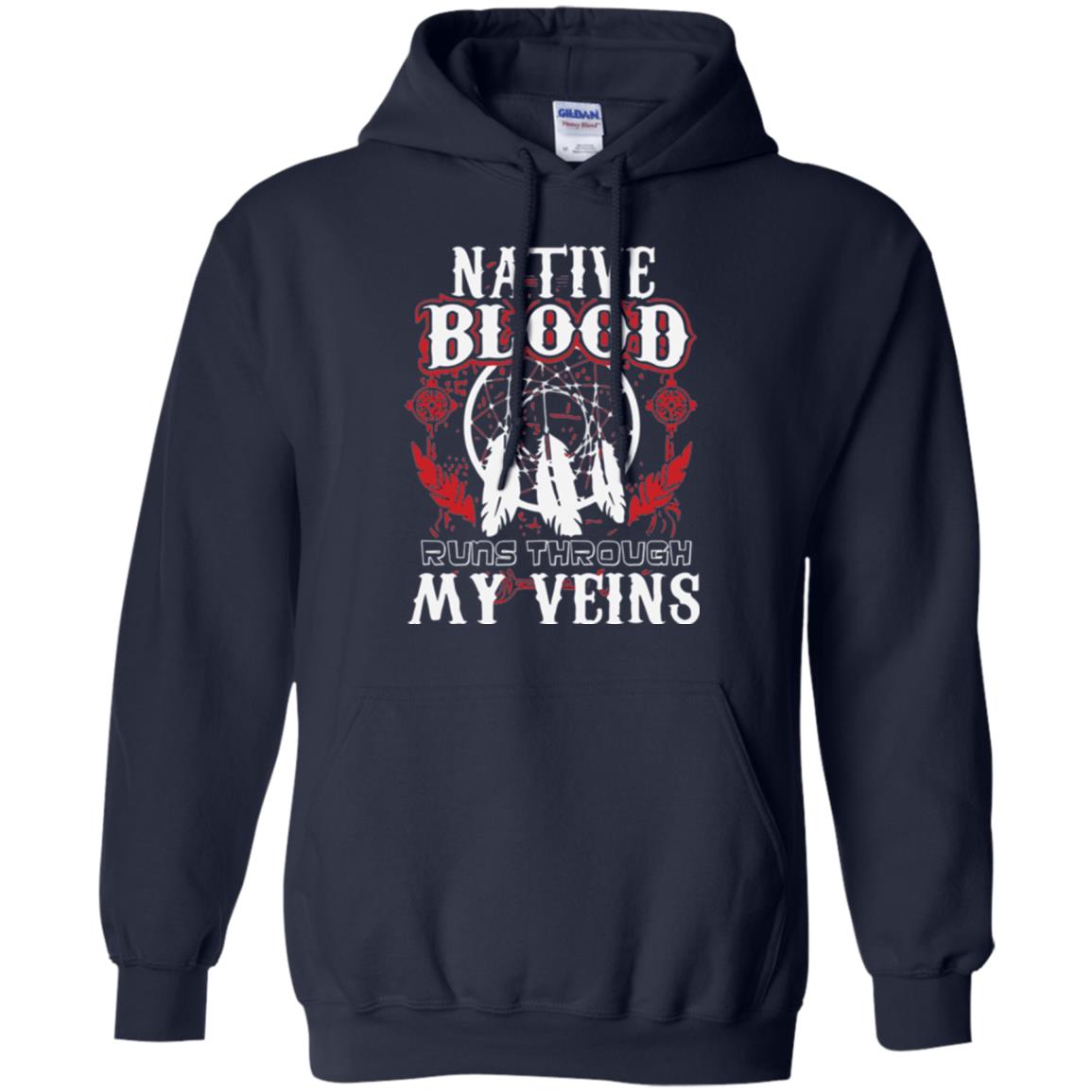 American T-shirt Native Blood Runs Through My Veins Navy
