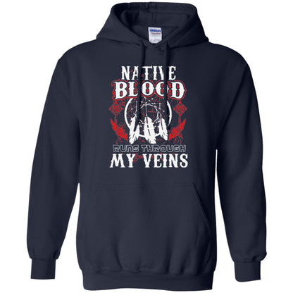 American T-shirt Native Blood Runs Through My Veins Navy