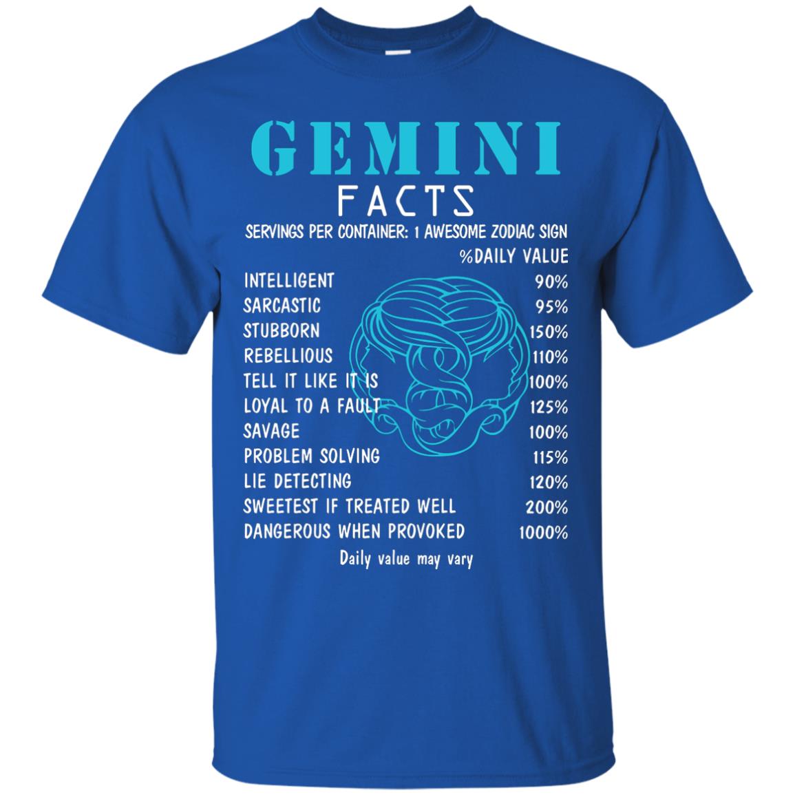 Gemini Facts 1 Awesome Zodiac Sign Gift Shirt For Gemini Horoscope Royal