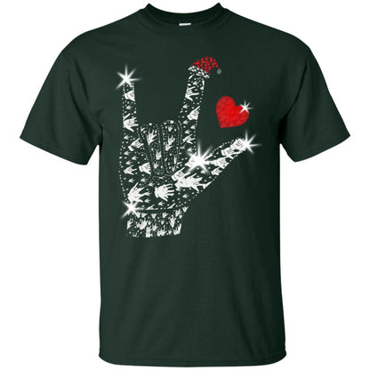 Rocknroll Sign Hand With Santa Claus Hat X-mas Shirt For Rock Music Lovers Forest
