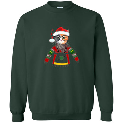 Cat Lovers T-shirt Meowy Christmas Forest Green