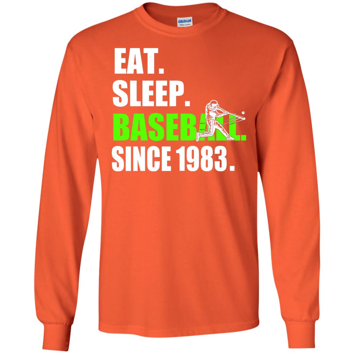 Eat Sleep Baseball Since 1983 35th Birthday Shirt Orange