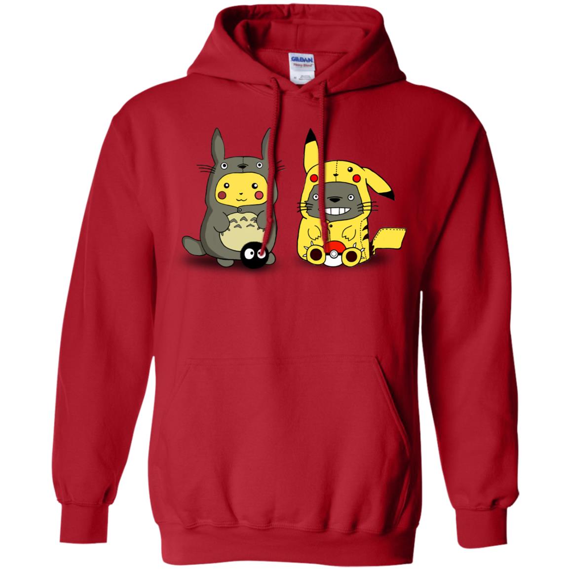 Pikachu Cosplay Totoro And Totoro Cosplay Pikachu T-shirt Red