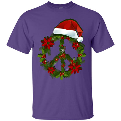 Peace Sign Christmas Wreath Gift Shirt For Men Women Kids Purple