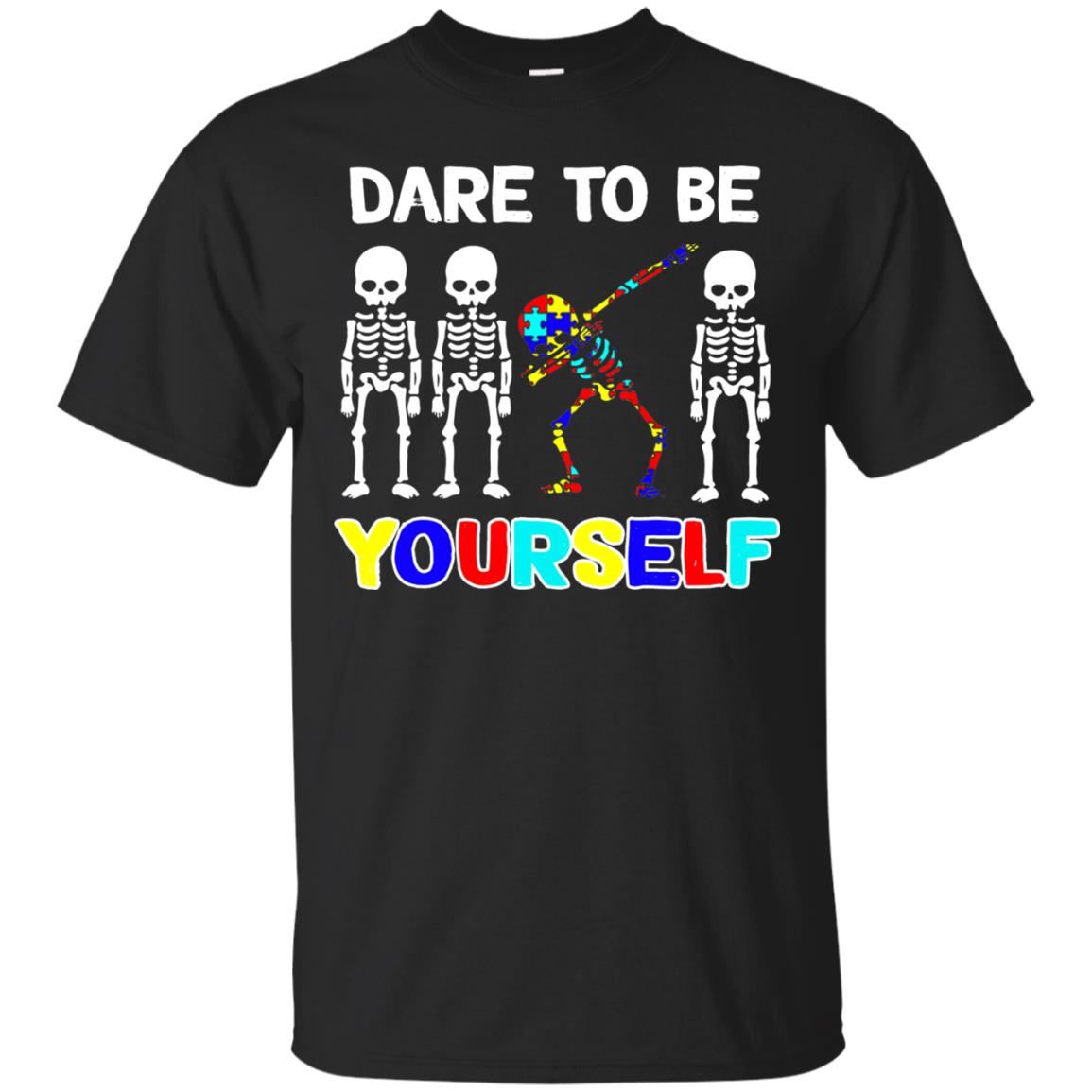 Sleketon Dabbing Dare To Be Yourself Autism Awareness T-shirt Black