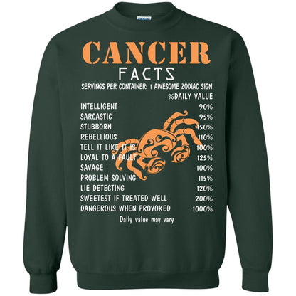 Cancer Facts 1 Awesome Zodiac Sign Gift Shirt For Cancer Horoscope Forest Green