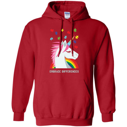 Autism Awareness Shirt Unicorn Puzzle Embrace Differences Red