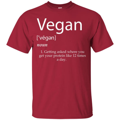 Vegan T-shirt Getting Asked Where You Get Your Protein Like 12 Times A Day Cardinal