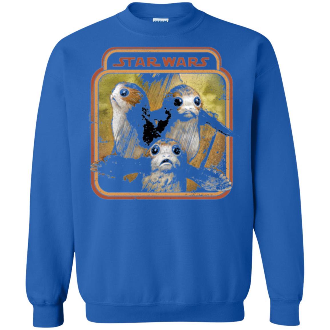 Film T-shirt Star Wars Last Jedi Porg Triplets Retro Box Graphic Royal