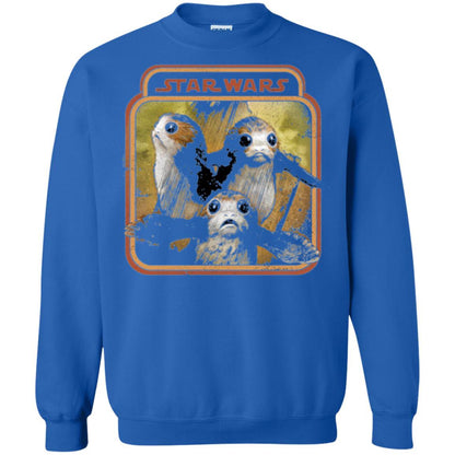 Film T-shirt Star Wars Last Jedi Porg Triplets Retro Box Graphic Royal