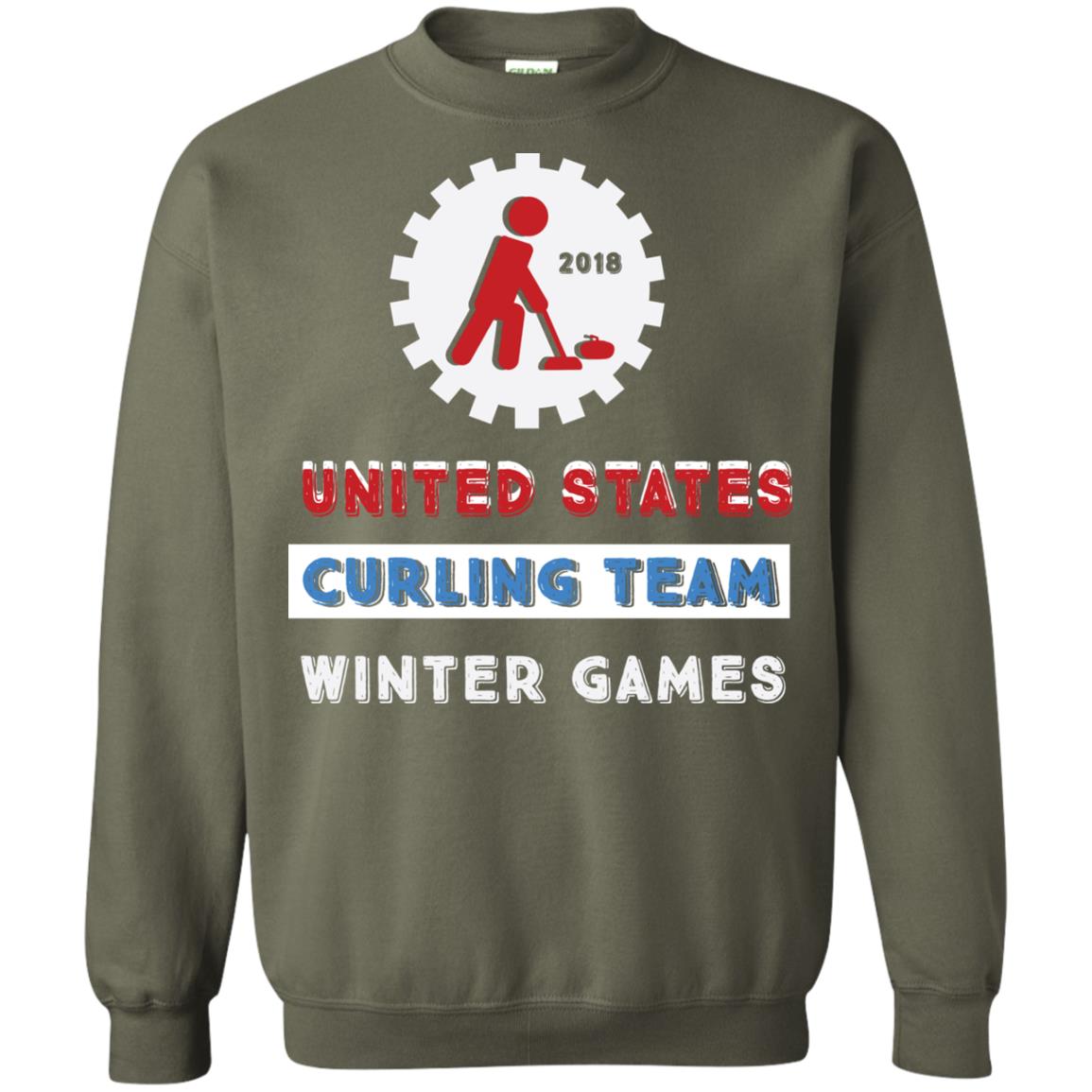 United States Curling Team Winter Games Curling Lover T-shirt Military Green