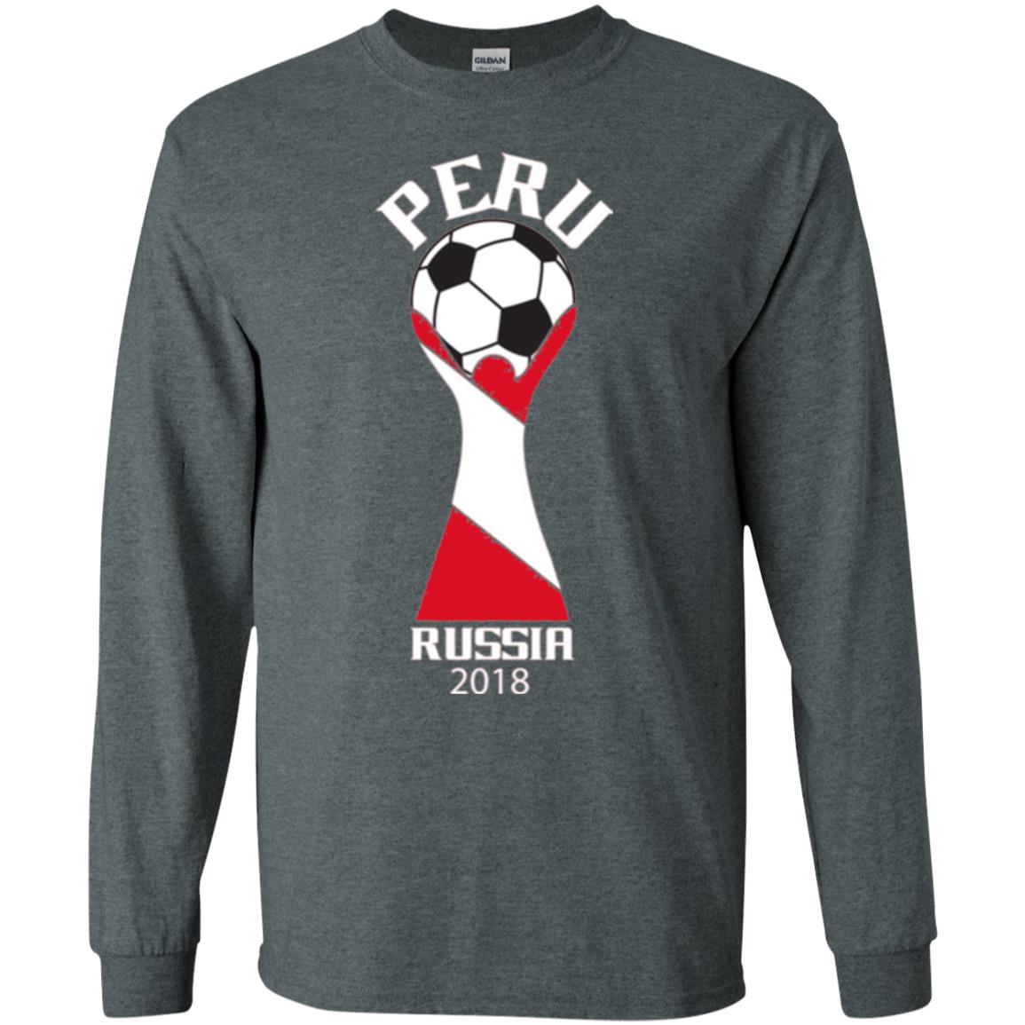 Football Lovers T-shirt Peru Russia 2108 Dark Heather