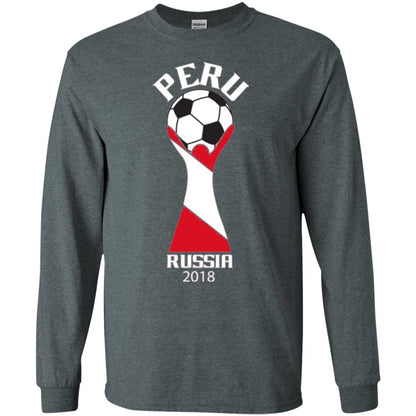 Football Lovers T-shirt Peru Russia 2108 Dark Heather