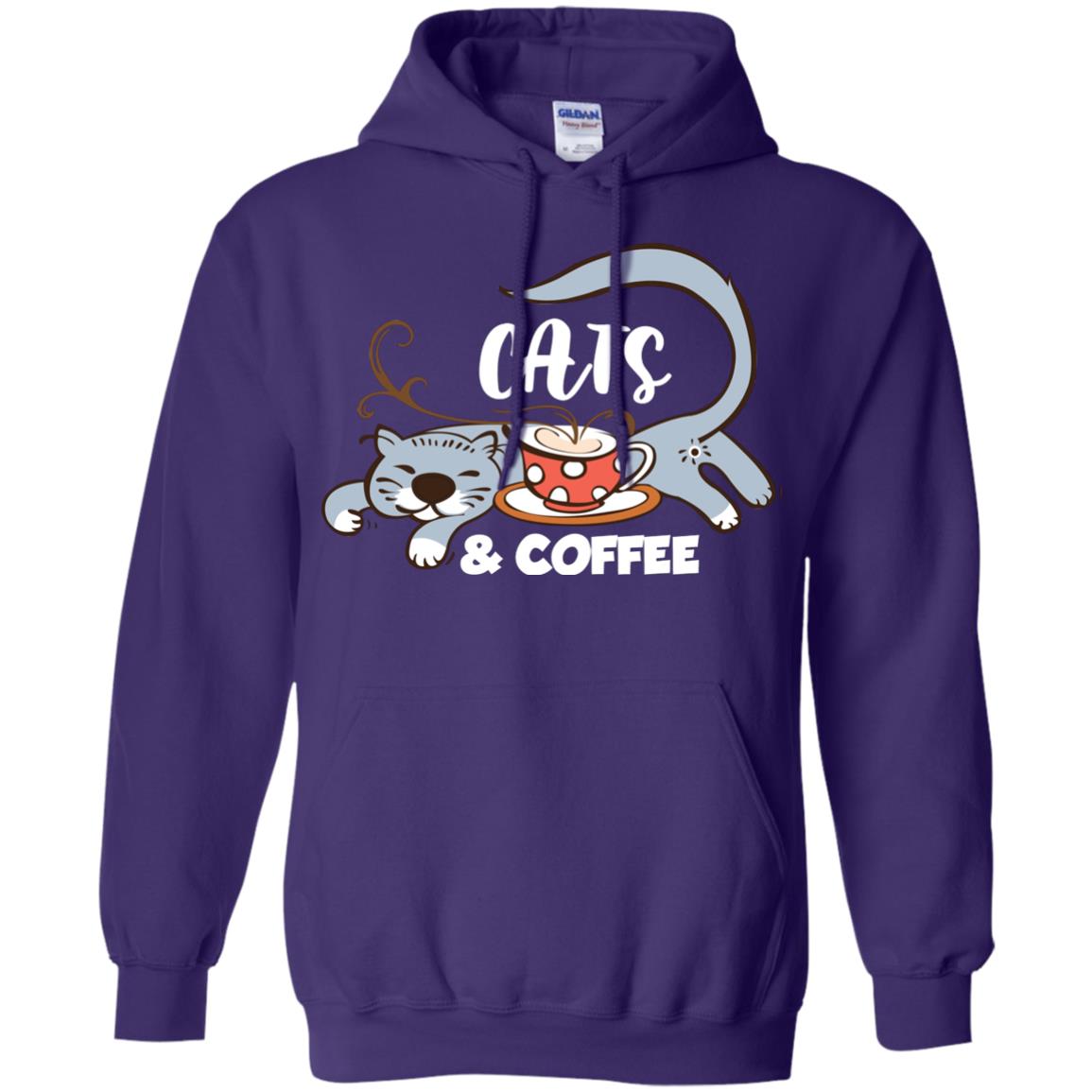 A Good Day Start With Cat And Coffee Cat Lover T-shirt Purple