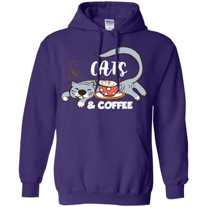 A Good Day Start With Cat And Coffee Cat Lover T-shirt Purple