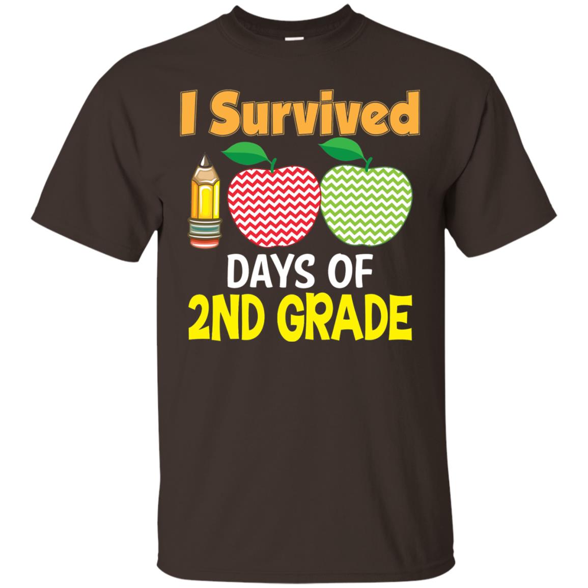 Kindergarten T-shirt I Survived 100 Days Of 2nd Dark Chocolate
