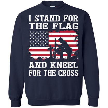 I Stand For The Flag And Kneel For The Cross Military T-shirt Navy