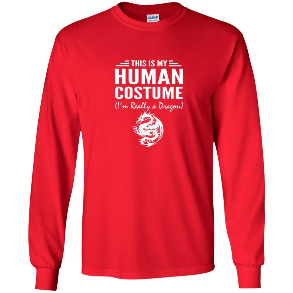 Dargon T-shirt This Is My Human Costume I'm Really A Dragon Red