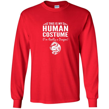 Dargon T-shirt This Is My Human Costume I'm Really A Dragon Red
