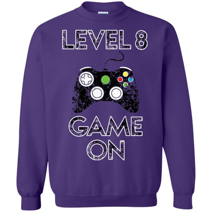 Level 8 Game On 8th Birthday Gift T-shirt Purple