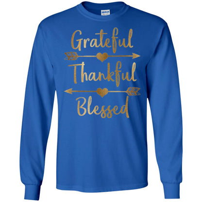 Thanksgiving T-shirt Grateful Thankful Blessed Royal