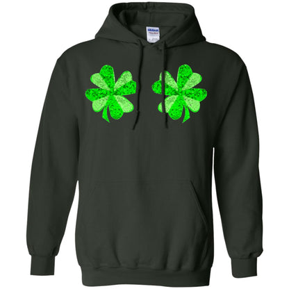 Funny Shamrock Boobs St Patricks Day T-shirt Forest Green