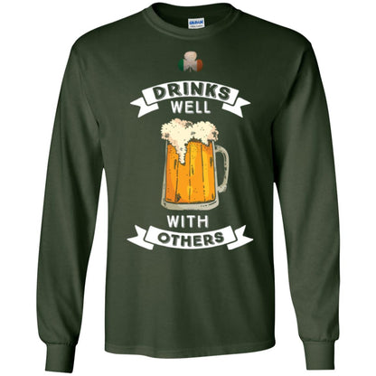 St. Patrick's Day T-shirt Drinks Well With Others Forest Green