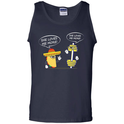 She Loves Me More Tacos Or Fitness Shirt Navy