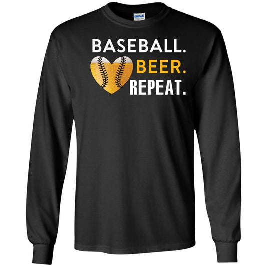 Baseball Lover T-shirt Beer Repeat Black