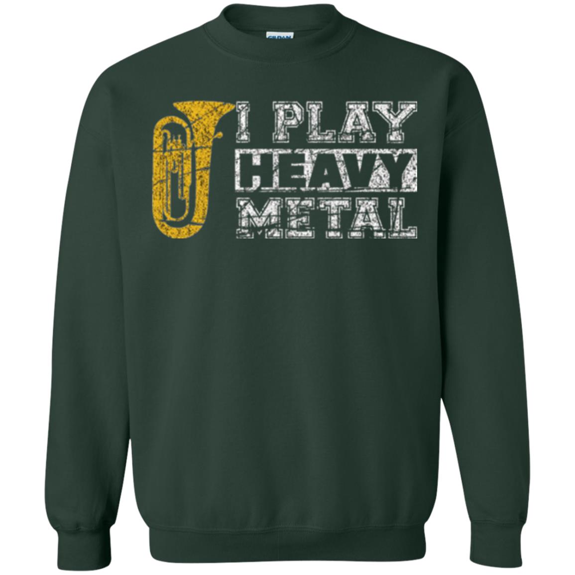 Funny Band Distressed T-shirt I Play Heavy Metal Forest Green