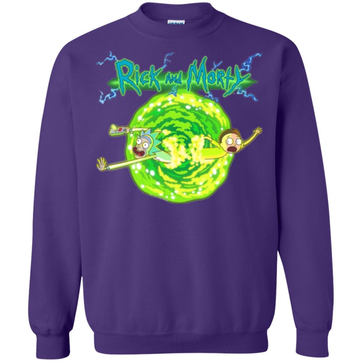Rick Morty T-shirt Portal Glow Lightning Logo Purple
