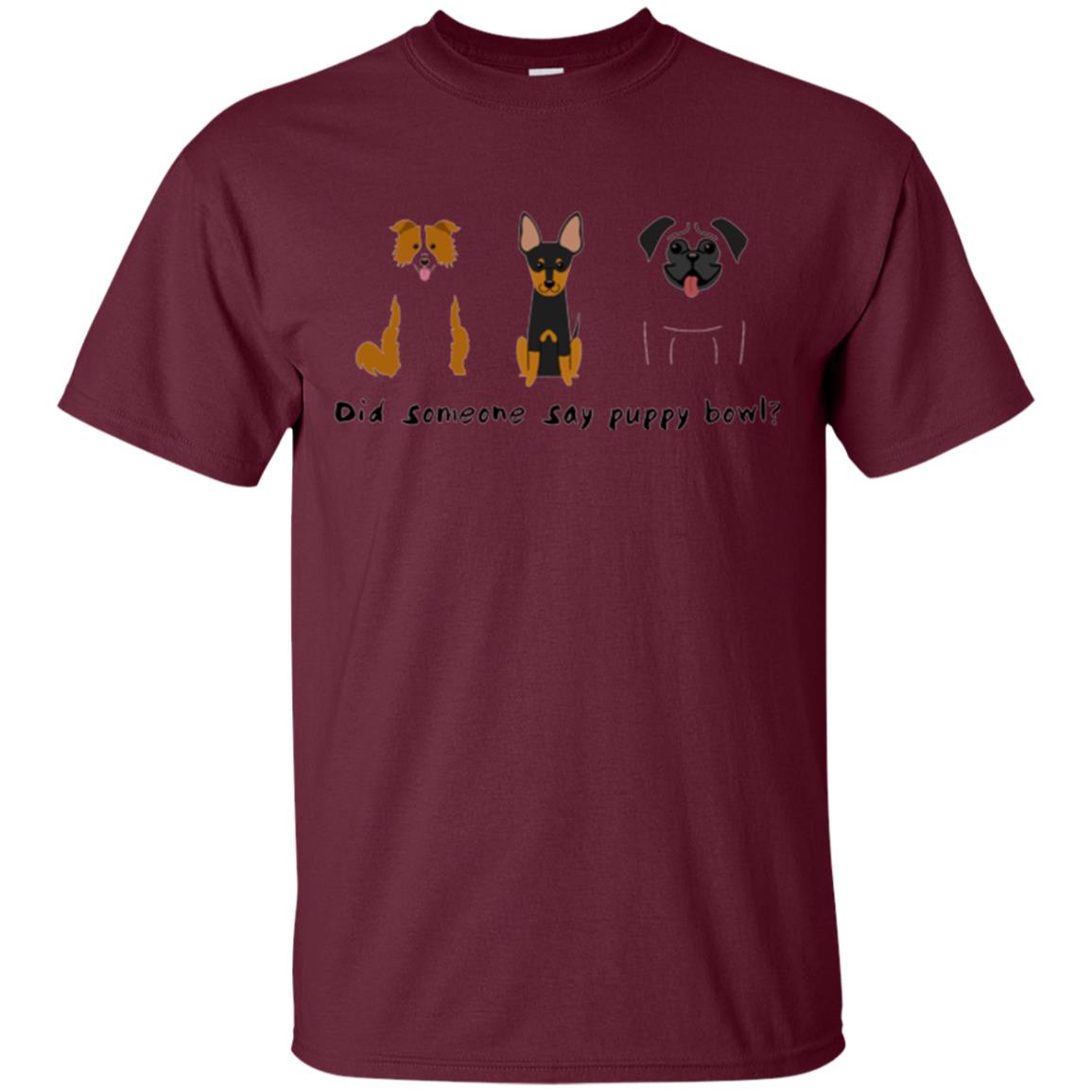 Puppy Bowl Football Funny Dog T-shirt Maroon