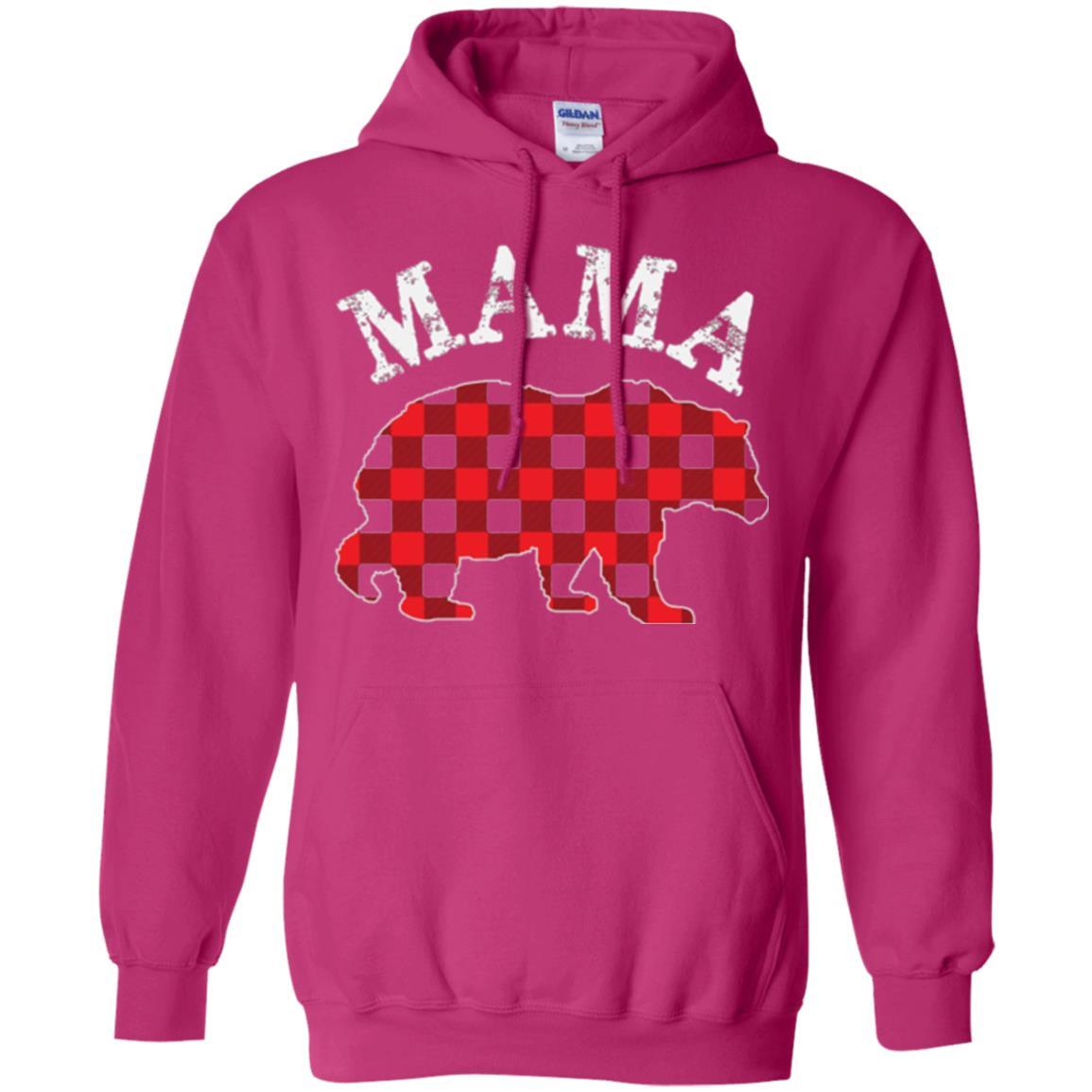 Mama T-shirt Red Plaid Mama Bear Heliconia