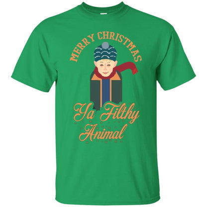 Christmas T-shirt Merry Christmas Ya Filthy Animal Irish Green